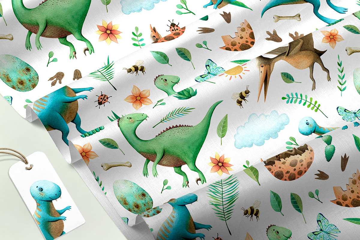 Watercolor Dinosaurs Collection, a Decorative Illustration by MariArtySpace (Photo 11 of 12)