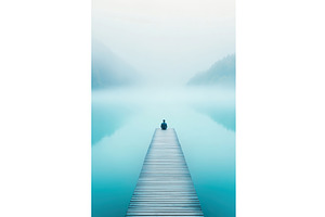 lone person sitting on the end of, an Illustration by Lermont51