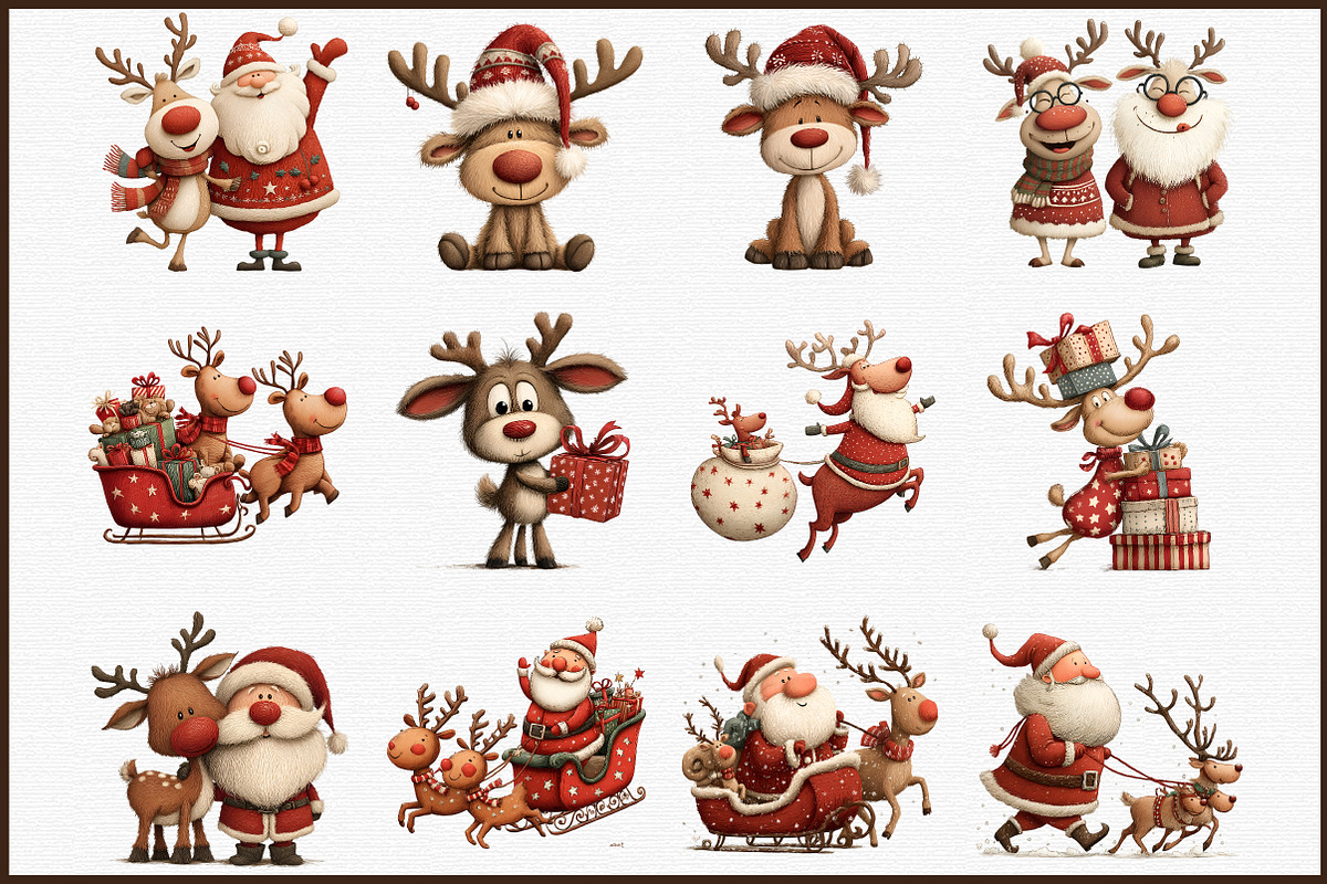 Santa Claus and Reindeer PNG, an Animal Illustration by Sublimation Artist (Photo 3 of 6)