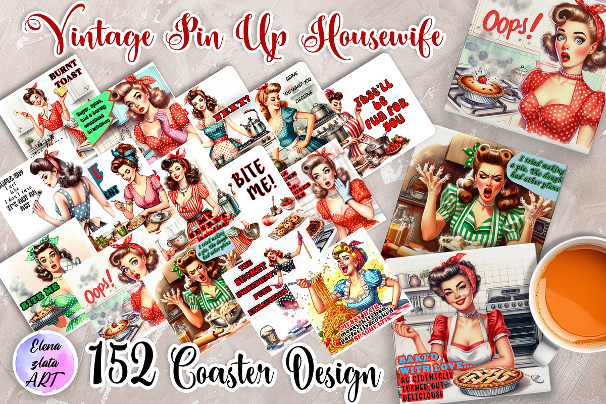 Pin Up Girl Coaster - Sarcastic, a Person Illustration by ElenazlataArt (Photo 10 of 10)