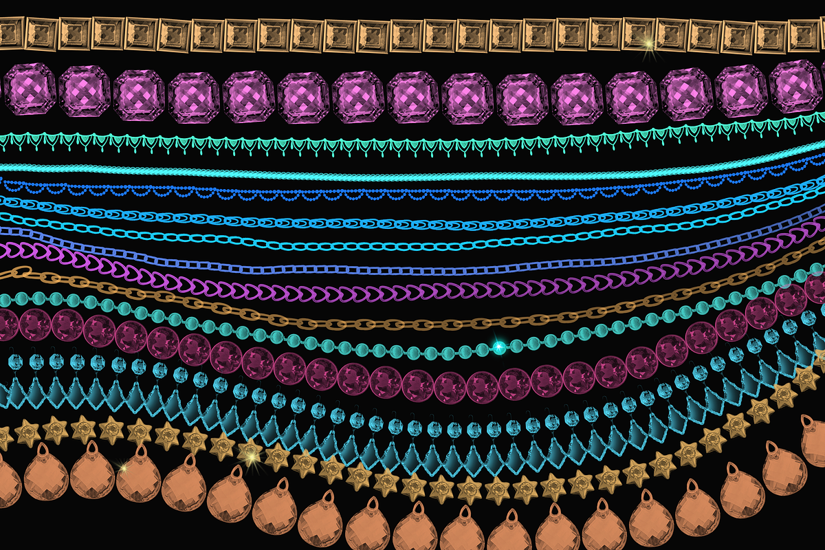 Jewelry, beads, chains and crystals, a Brush Add-On by Graphics Resources (Photo 3 of 13)