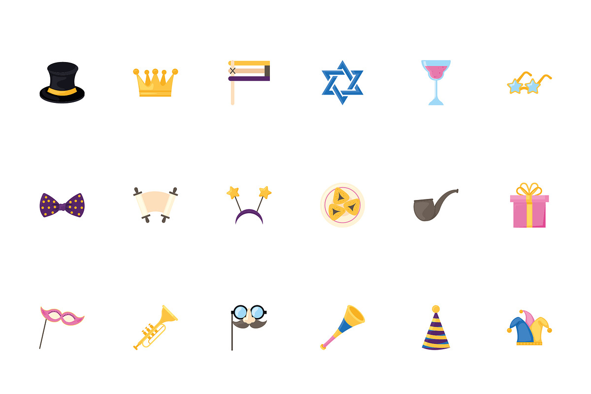 Purim Celebration Icon Set