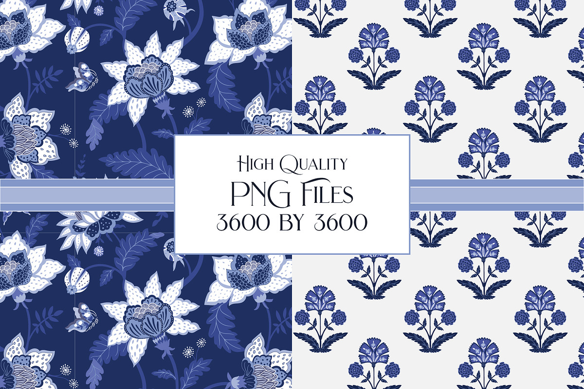 Boho Indian Blue White Patterns, a Pattern Graphic by RachelStudio (Photo 4 of 8)