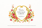 Gold vintage crest with red roses, a Decorative Illustration by AnnelyBlooms (Thumbnail 1 of 2)