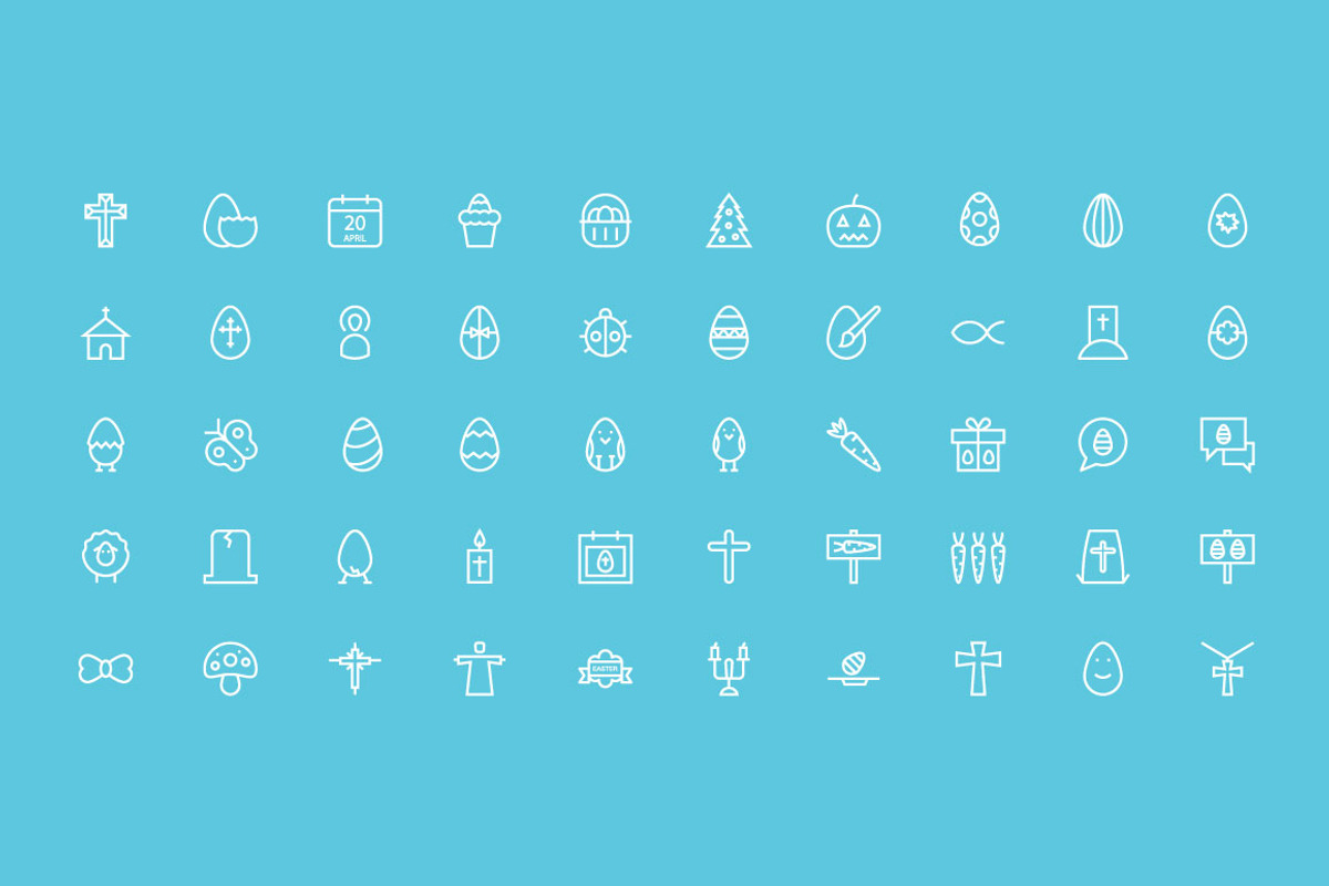 150 Easter Vector Line Icons preview 3