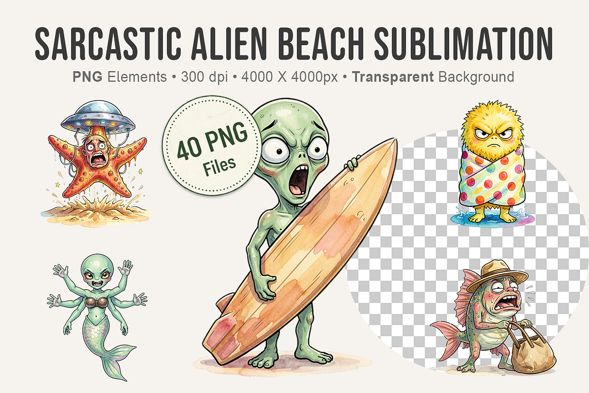 Sarcastic Alien Beach Sublimation, an Illustration by Artnoy (Photo 1 of 8)