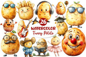 Funny Potato Watercolor Clipart, an Illustration by Dream Creation