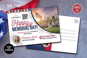 Real Estate Memorial Day Postcard, a Card Template by CreativeVinesStore