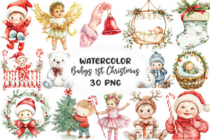 Baby's 1st Christmas Festive Clipart, an Illustration by CraftArtStudio
