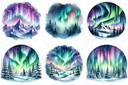 Watercolor Northern Lights Clipart, an Illustration by DreamPrint404 (Thumbnail 4 of 6)
