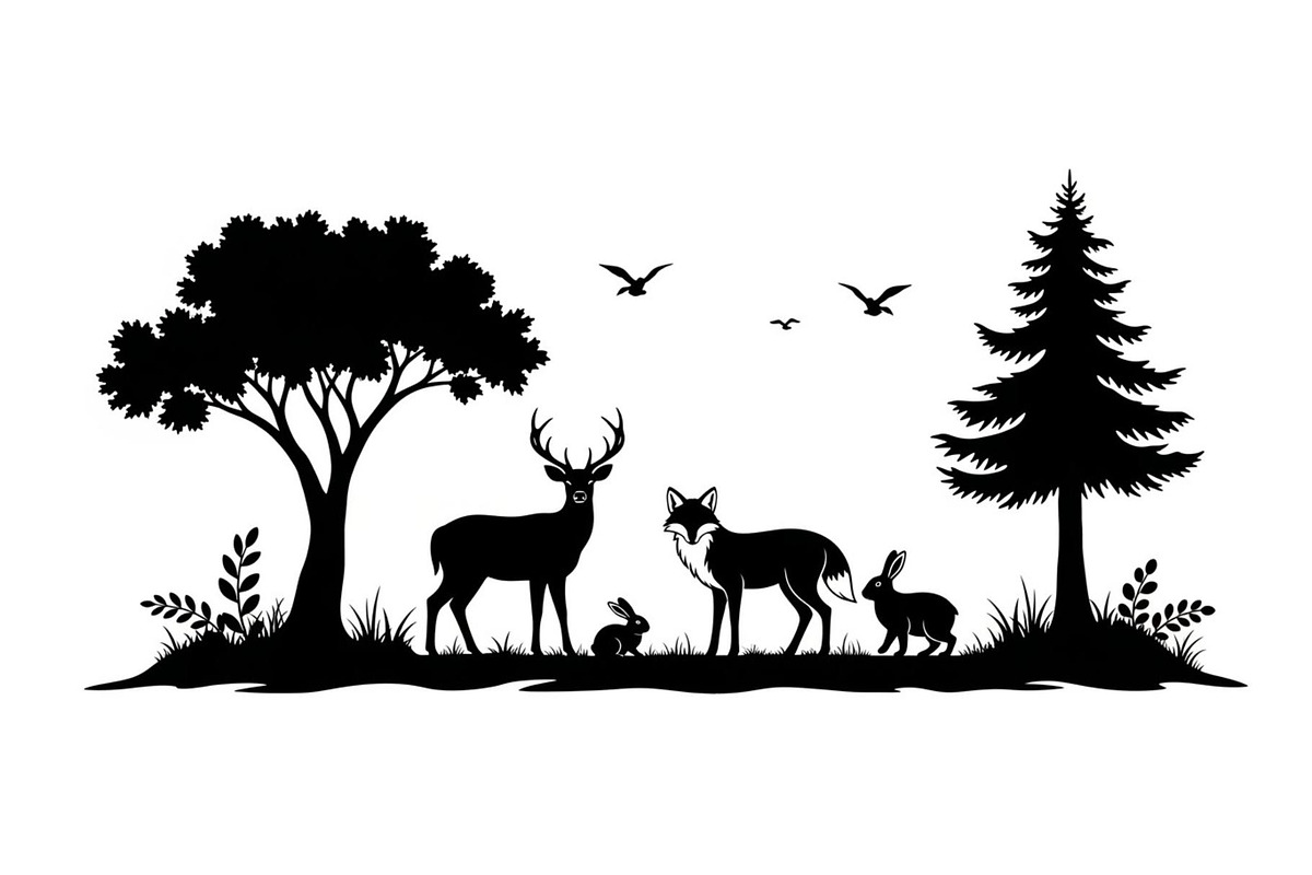 Wildlife Forest Silhouette Vector Bu, an Illustration by Designs_River (Photo 22 of 51)