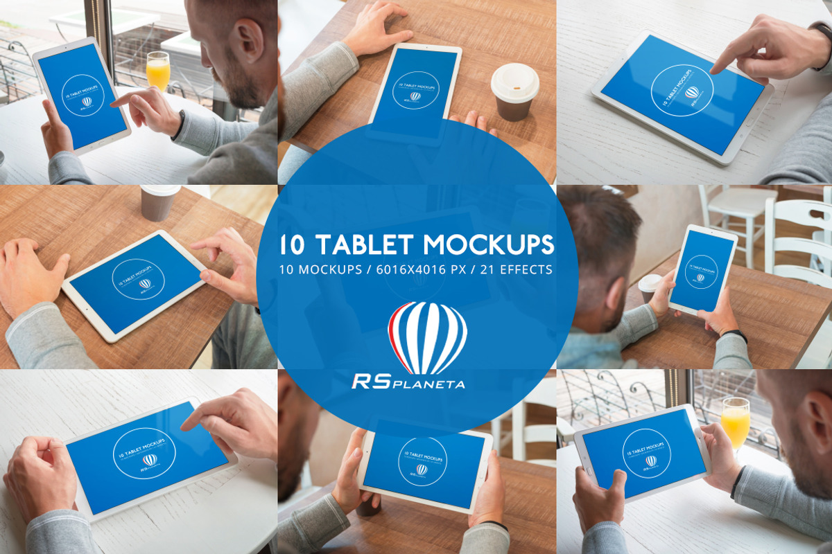 10 Tablet Mockups, an iPad Mockup by RSplaneta (Photo 1 of 8)