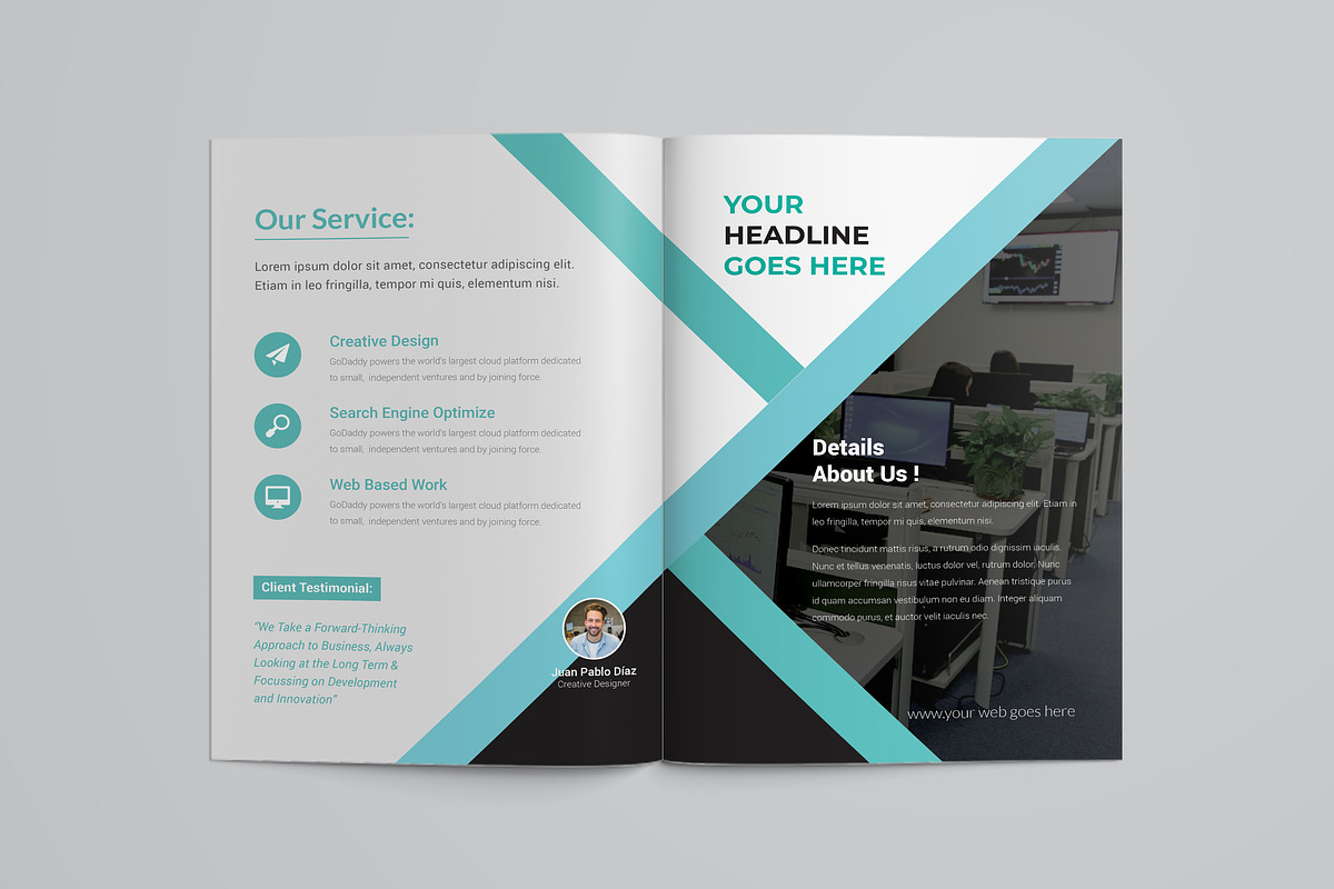 Creative Blue Bifold Brochure, a Brochure Template by ZAAS (Photo 2 of 8)