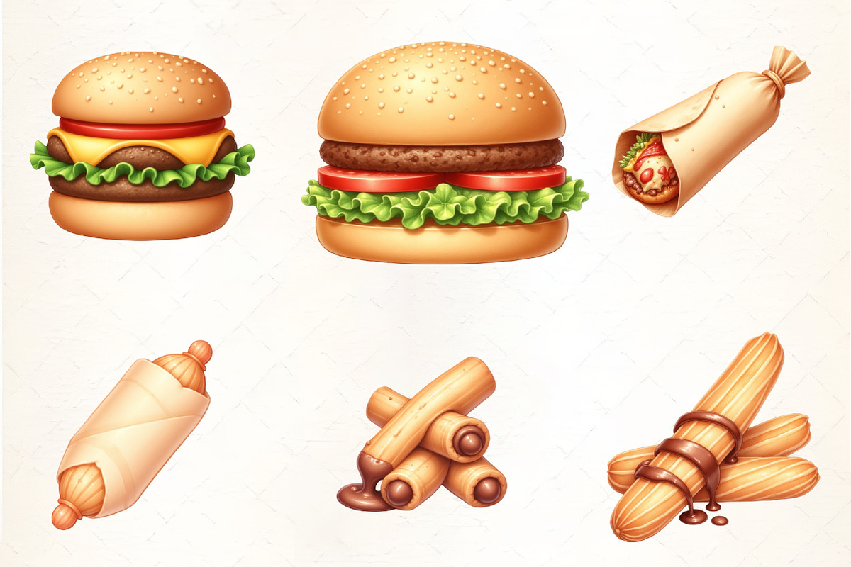 Watercolor Street Food Clipart, an Illustration by CrexoraLab (Photo 3 of 5)