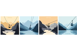 Skyline lift in the mountains on top, an Illustration by Valerie Bodnar