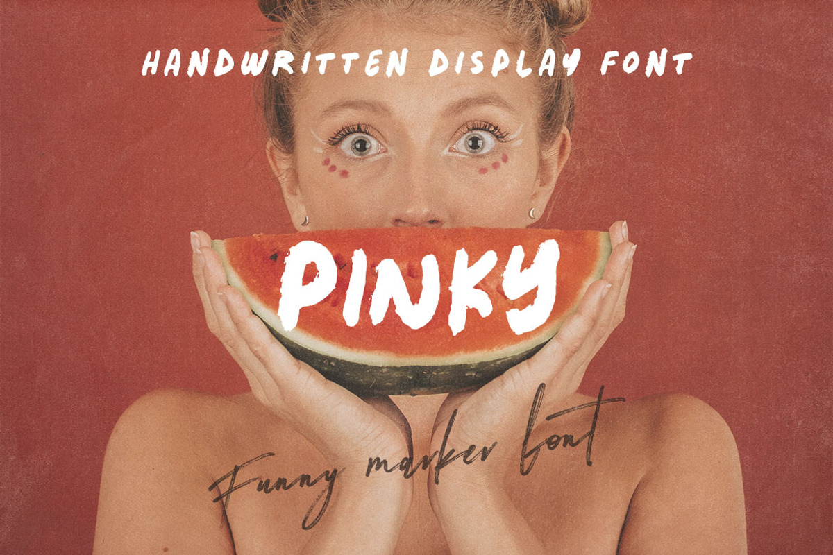 Pinky - Bold Handwritten Font, a Sans Serif Font by Cruzine (Photo 1 of 6)