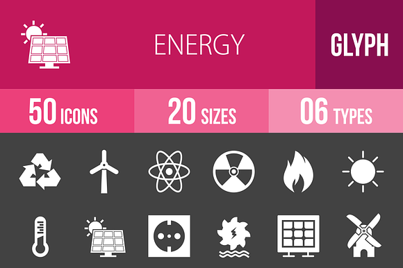 50 Energy Glyph Inverted Icons preview 4
