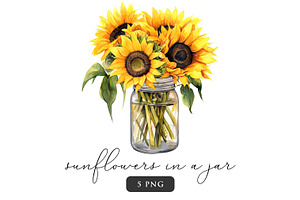 Sunflowers In A Jar Clipart