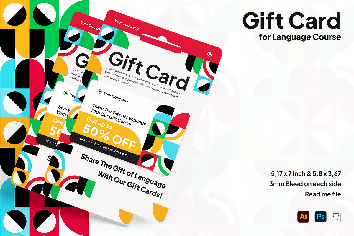 Language Course Gift Card, a Card Template by Esensifiksi.studio (Photo 1 of 3)