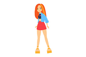 Girl With Red Hair Standing