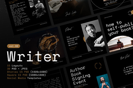 Writers Social Media Templates Vol.2