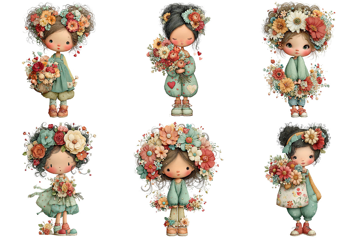 Whimsical Mother Day Girls Clipart, an Illustration by Daily.Designs (Photo 5 of 5)