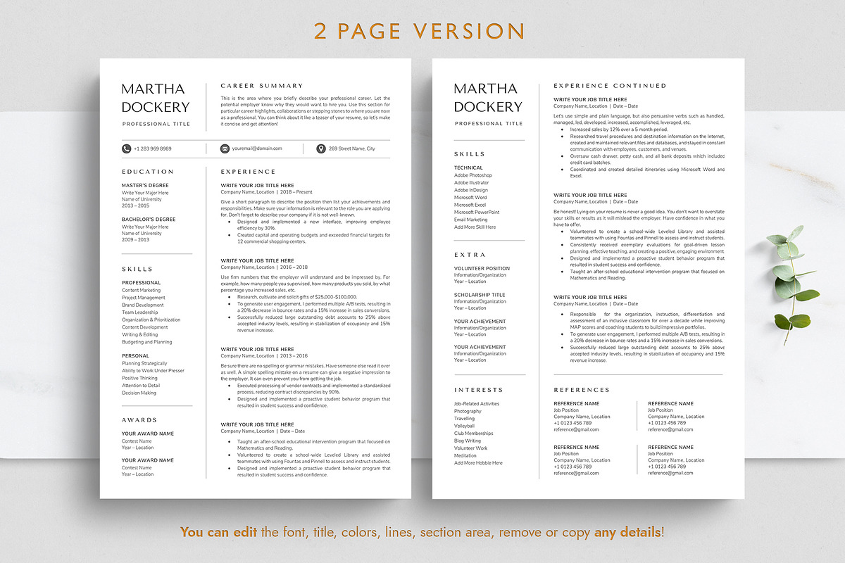 Professional & Creative Resume CV, a Resume Template by TheStandOutResume (Photo 3 of 10)