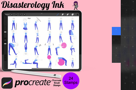 Fitness Model Poses Set 1 Procreate, a Brush Add-On by Disasterology Ink