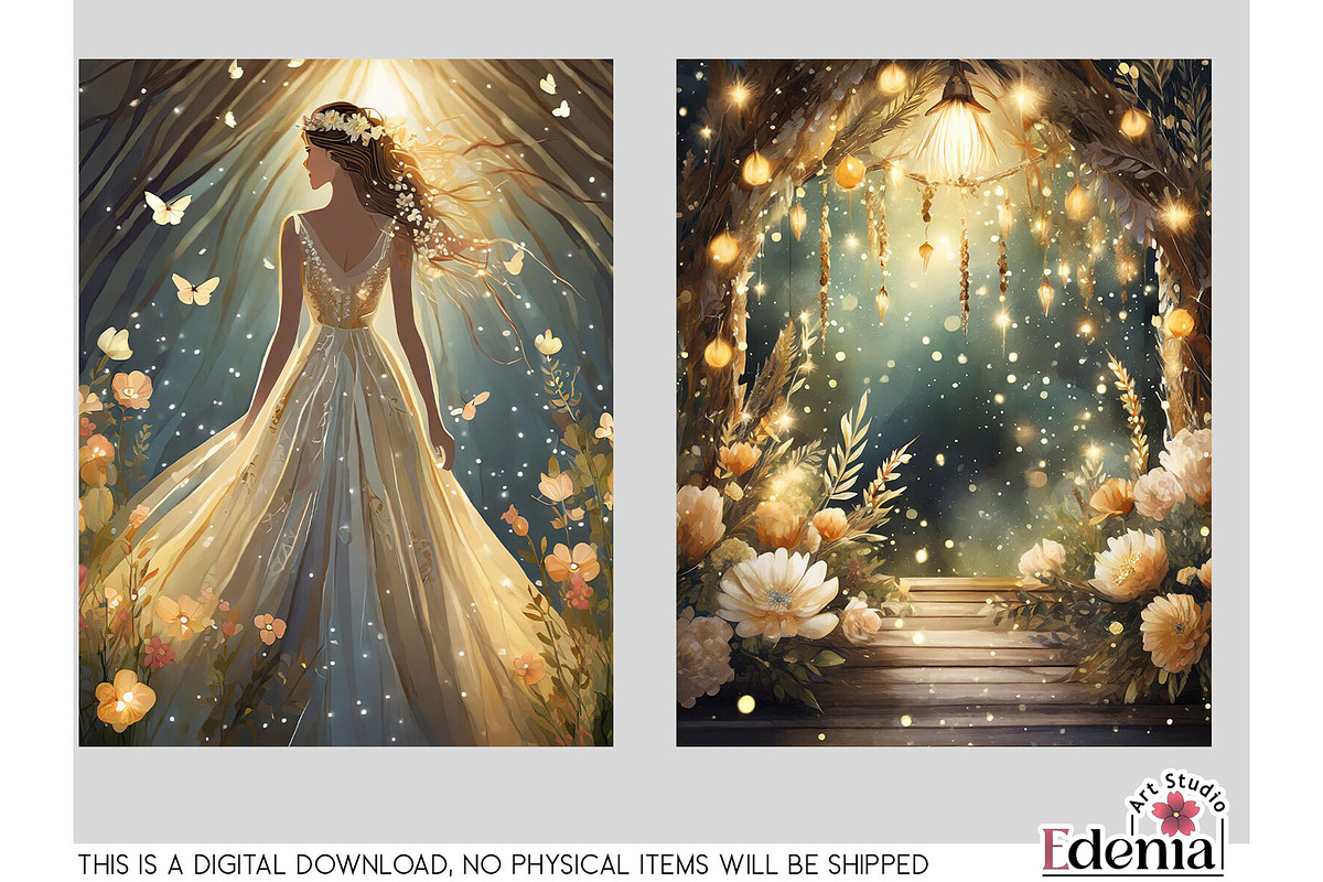 Boho Vintage Wedding JPG Papers, a Wallpaper Graphic by EdeniaArtStudio (Photo 5 of 7)