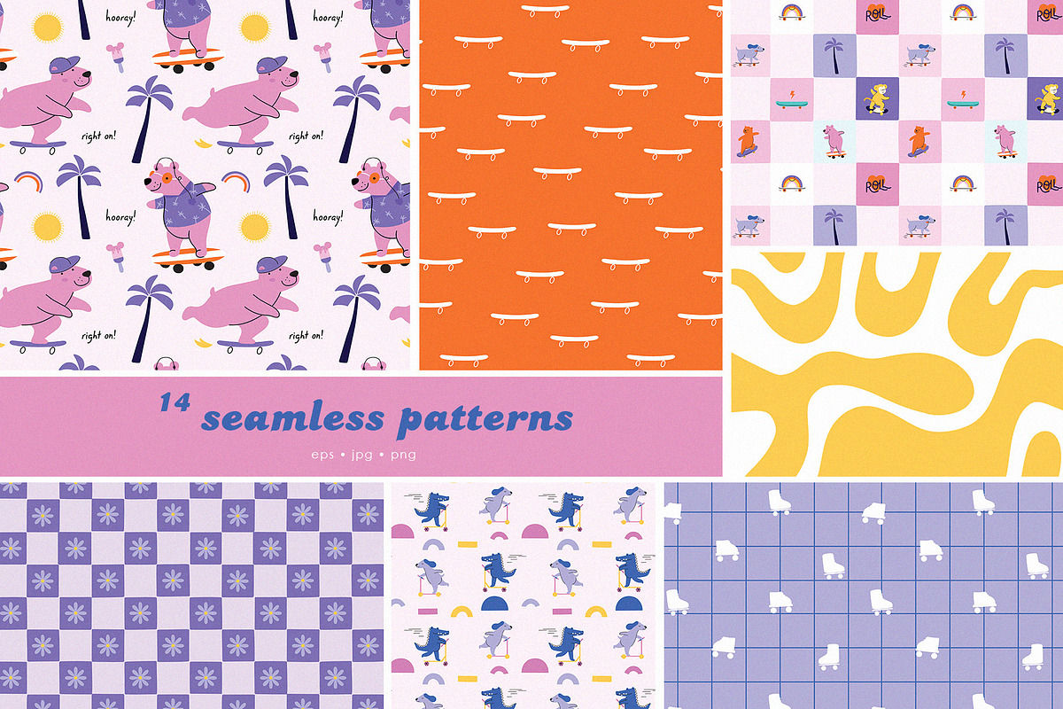 Cool Kid: 90s Graphic & Pattern Set, an Animal Illustration by AlekseliArt (Photo 8 of 13)