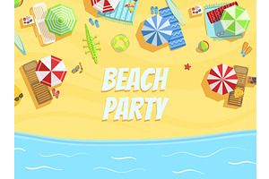 Beach Party Banner Template, Summer, an Illustration by TopVectors