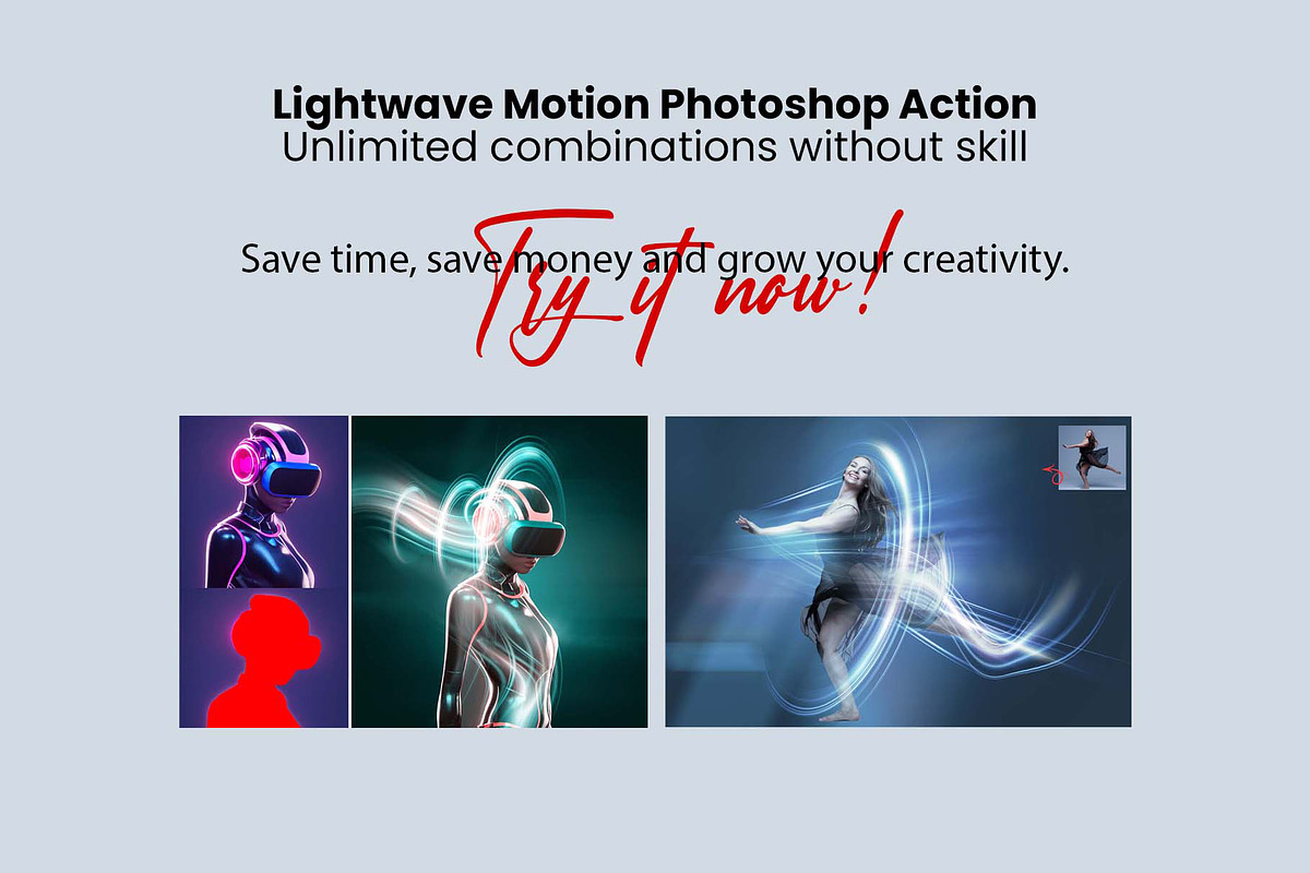 Lightwave Motion Photoshop Action, an Action Add-On by MRI STUDIO