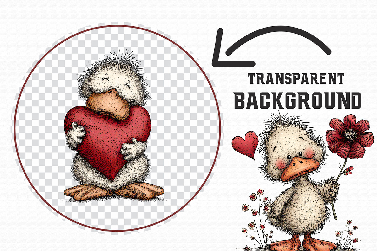 Whimsical Valentine Duck Clipart, an Illustration by Libby Wishes (Photo 7 of 7)