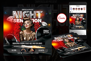 Night Sensation Flyer Canva Template