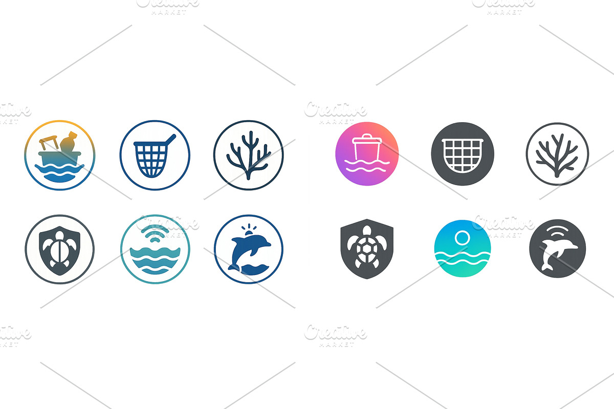 Collection of marine-themed icons, an Animal Illustration by ZinetroN