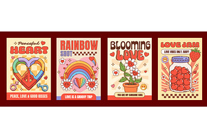 Groovy hippie love characters, a Seasonal Illustration by Buch&Bee