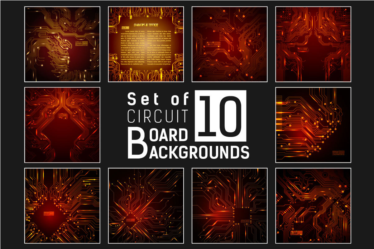 -50% Circuit boards backgrounds set, a Background Graphic by frost_newt (Photo 1 of 11)