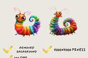 CUTE RAINBOW CATTERPILLAR CLIPART, an Animal Illustration by Daring Digies (Thumbnail 4 of 8)