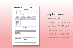 Caregiver Daily Log Printable