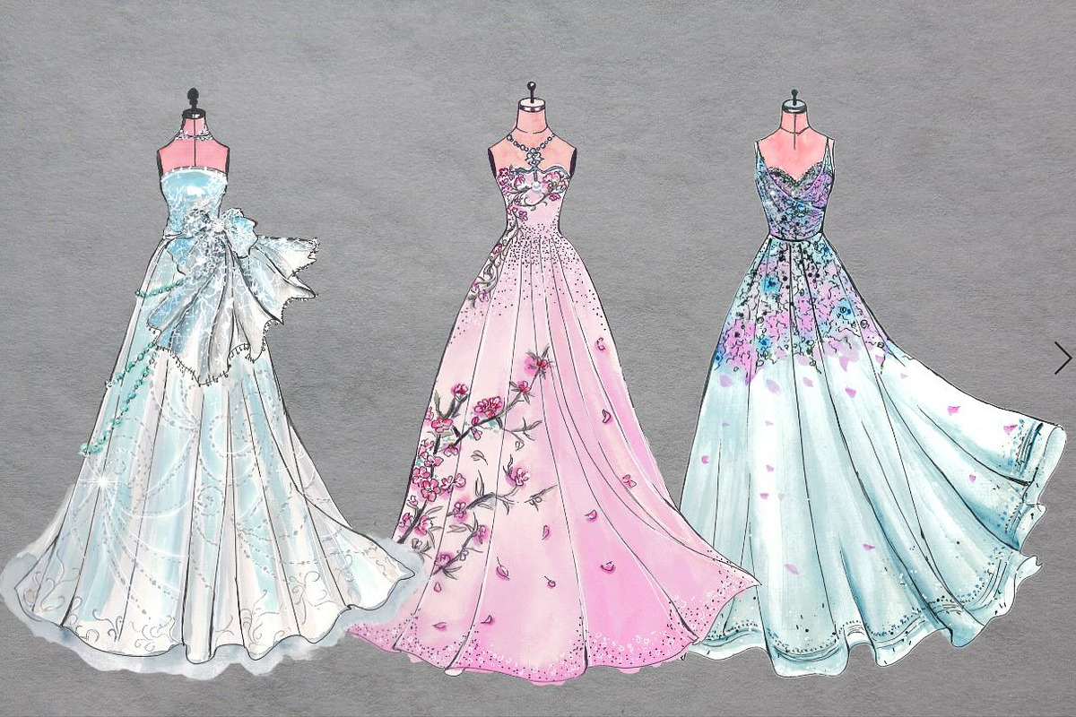 Set of three gown dress fashion art, an Object Illustration by tranyenhanu (Photo 1 of 4)