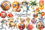 Funny Summer Beach Clipart, an Illustration by DreamArtGraphic (Thumbnail 1 of 4)