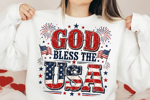 Coquette Striped God Bless the USA, a Seasonal Illustration by DreamCafeArt