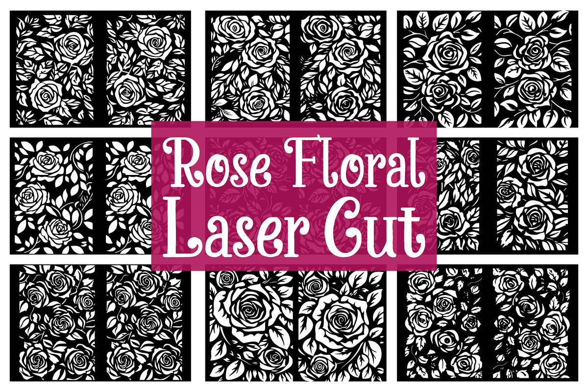 Rose Floral Laser Cut Panel Bundle, an Illustration by yasushie