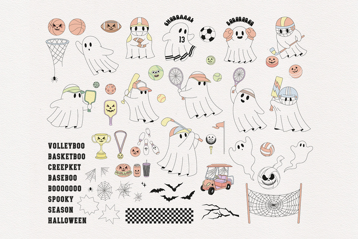 Sporty Halloween clipart set, a Sport Illustration by @olga.angelloz (Photo 2 of 2)