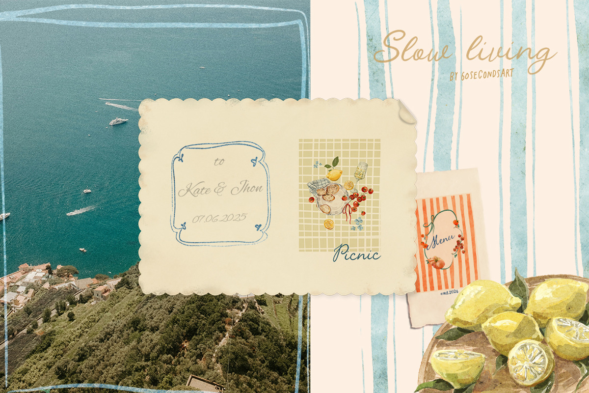 Slow living Clipart Frames Posters, a Decorative Illustration by 60secondsArt (Photo 8 of 11)