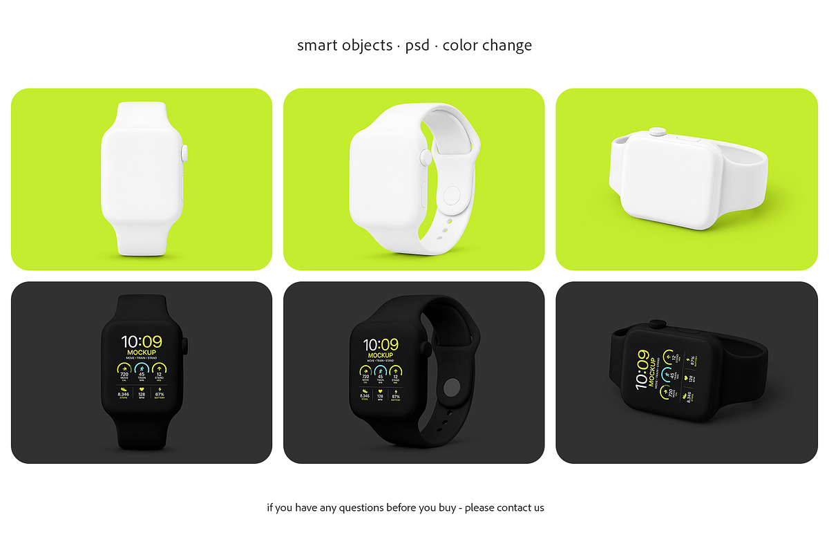 Clay Apple Watch Mockup Set, a Wearable Device Mockup by Country4k (Photo 4 of 4)