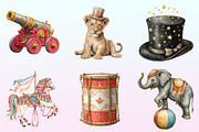 Vintage Watercolor Cute Circus Party, a Graphic by CitraGraphics (Thumbnail 3 of 4)