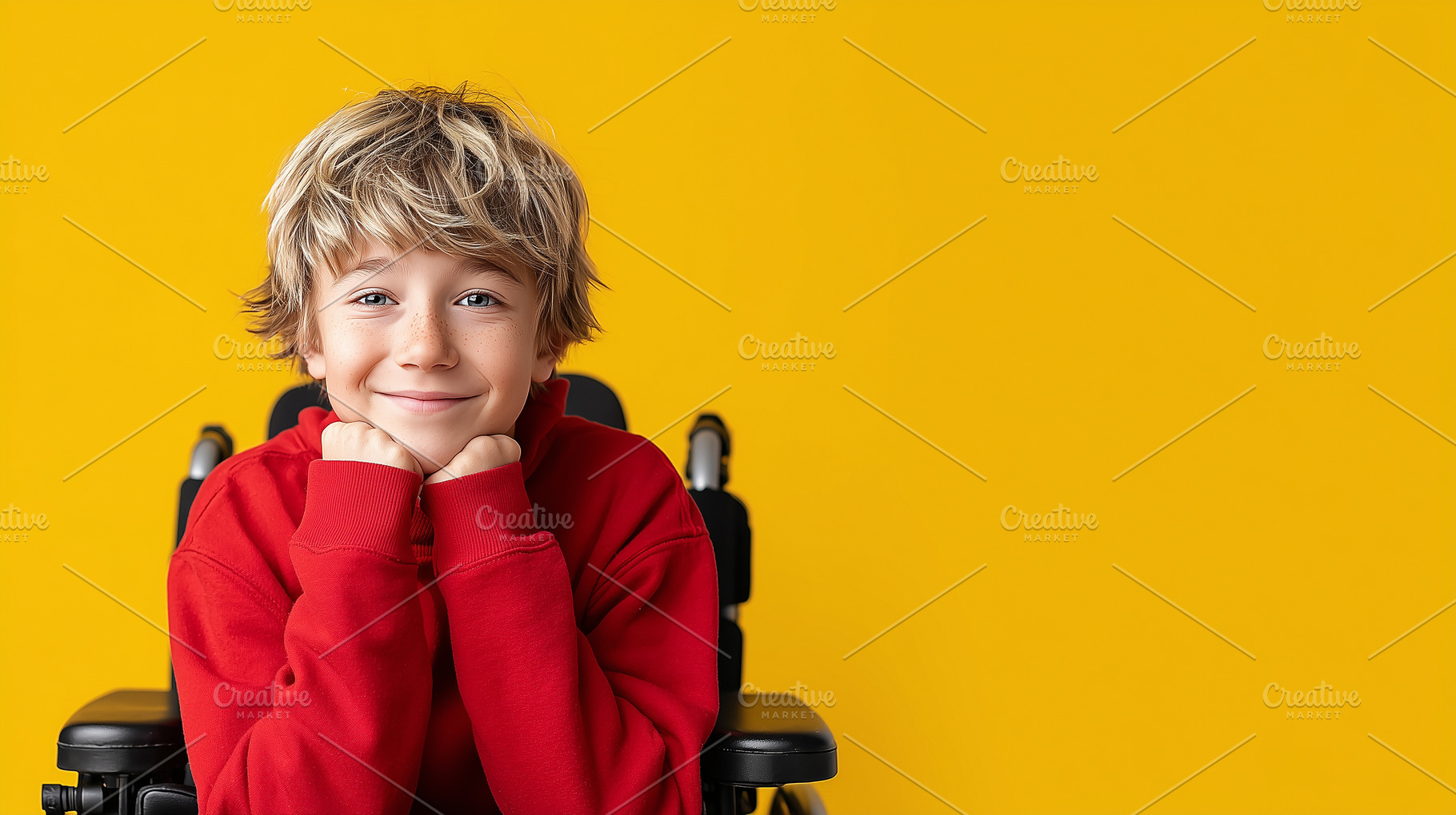 Young boy in a red hoodie smiling, a Person Photo by MistyDay