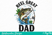 Retro Reel Great Dad Png Fishing Dad, an Illustration by Watercolor design (Thumbnail 1 of 3)