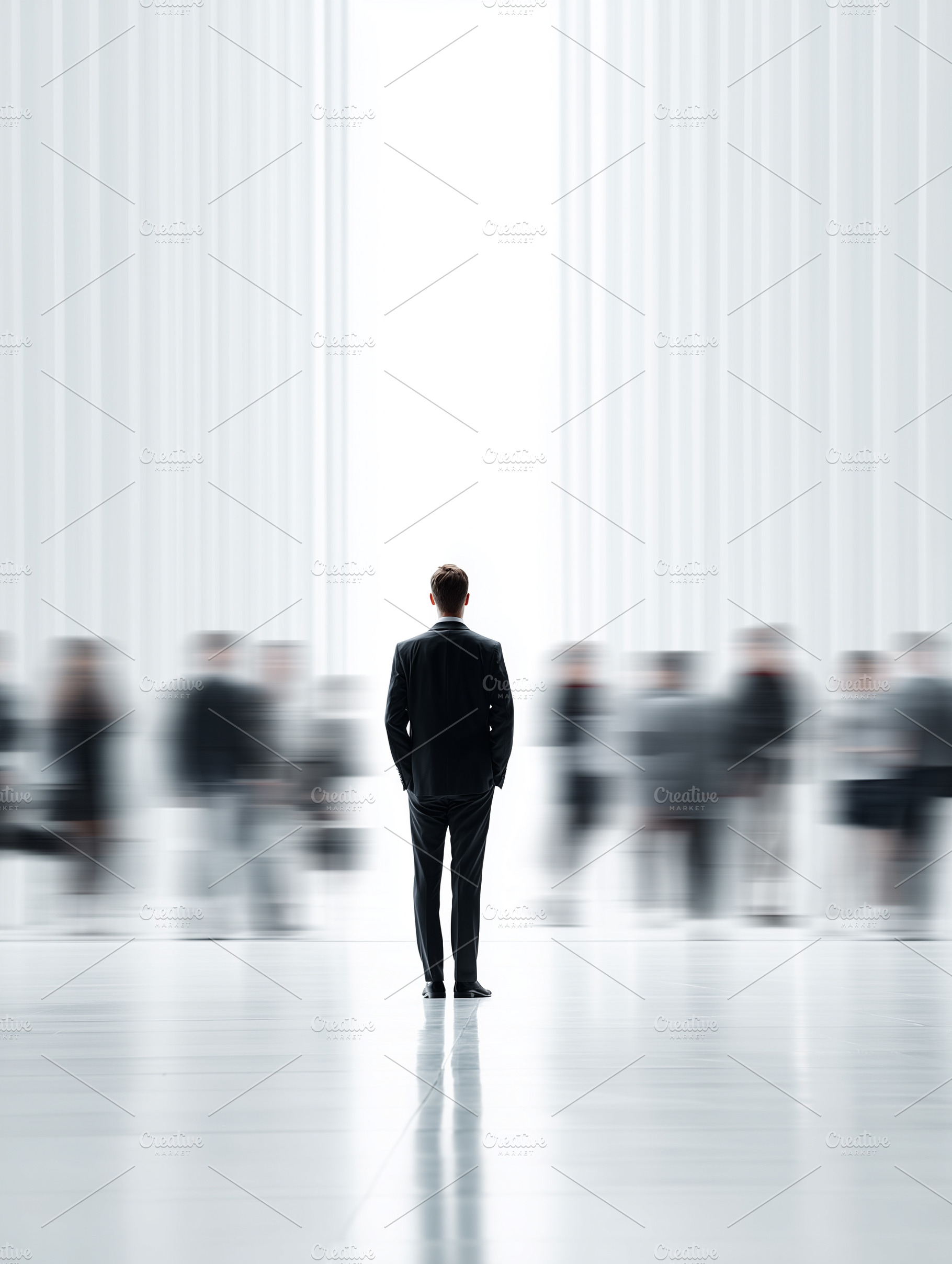 Solitary businessman in a modern, a Business Photo by MistyDay